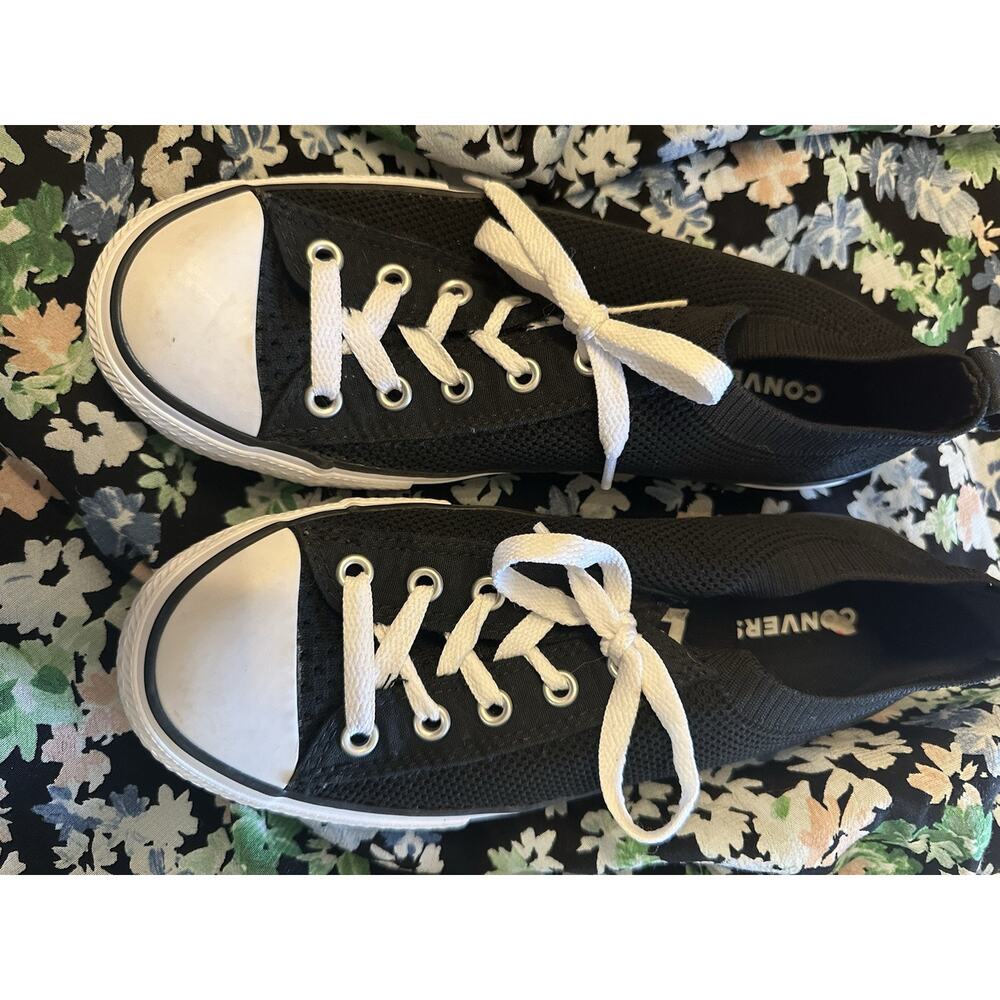 Converse Girls Shoreline 665412F Black Casual Shoes Sneakers slip on Size 4